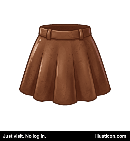 Brown Pleated A-Line Skirt
