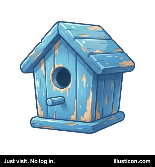 Nhà chim gỗ màu xanh bị sứt mẻ