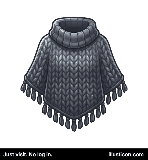 Poncho Gris de Punto Grueso