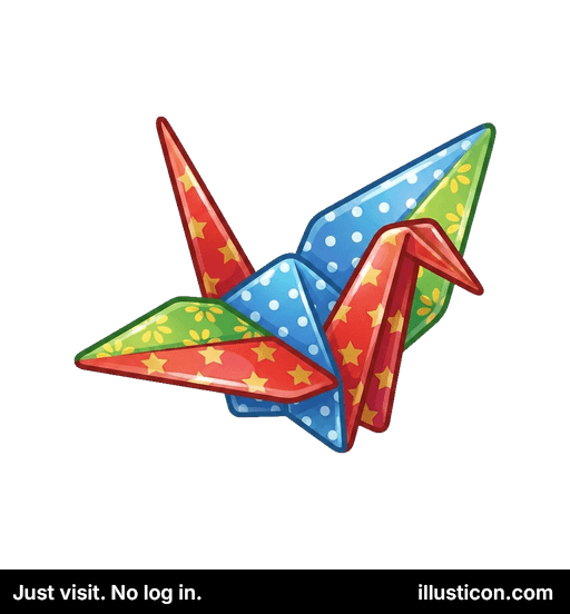 Colorful Patterned Origami Crane