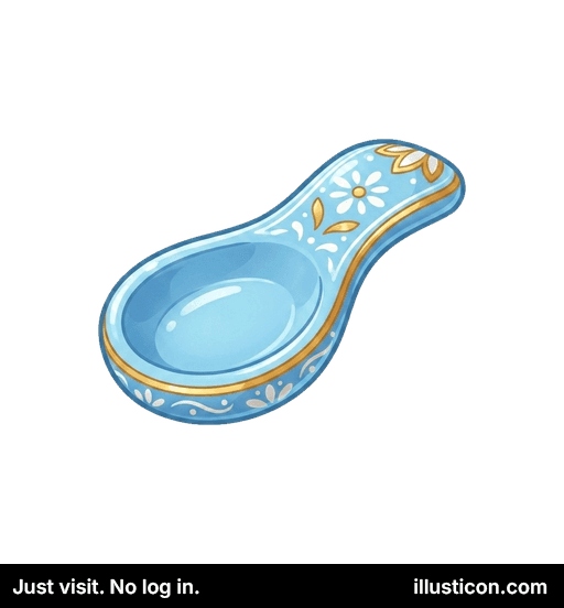 Decorative Blue Floral Spoon Rest