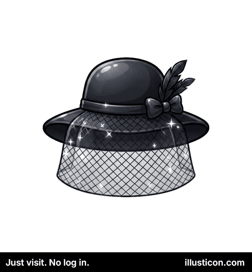 優雅なベール付き黒い帽子