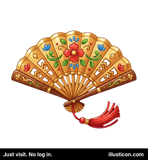 Elegant Golden Floral Hand Fan