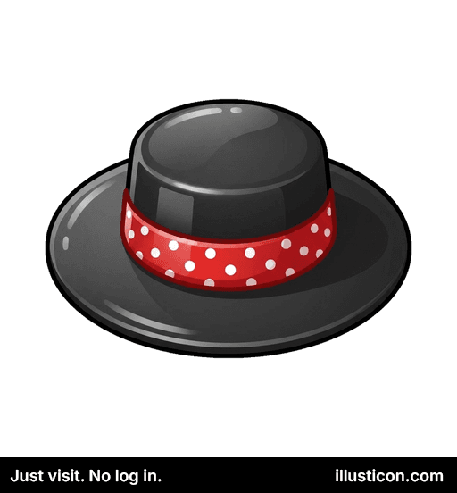 Flat-Brimmed Hat with Red Band