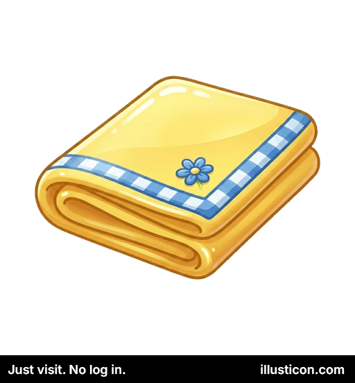 折りたたまれた黄色のギンガムタオル