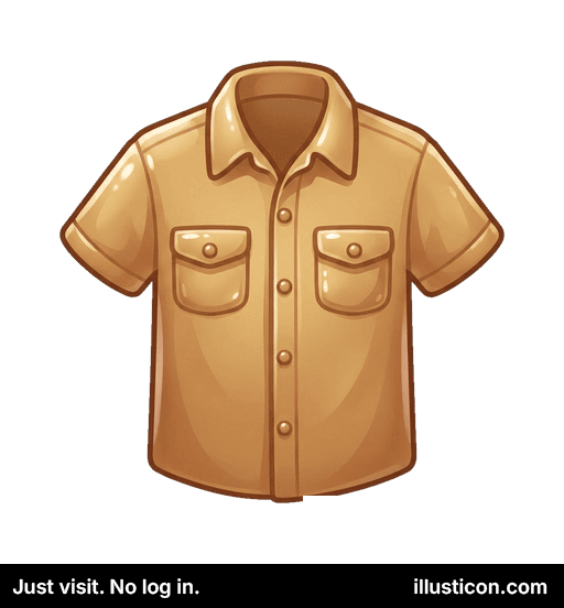 カーキ色の半袖キャンプシャツ