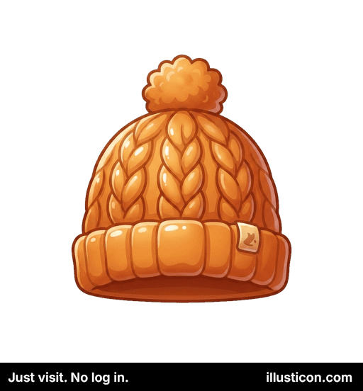 Knitted Orange Pompom Beanie