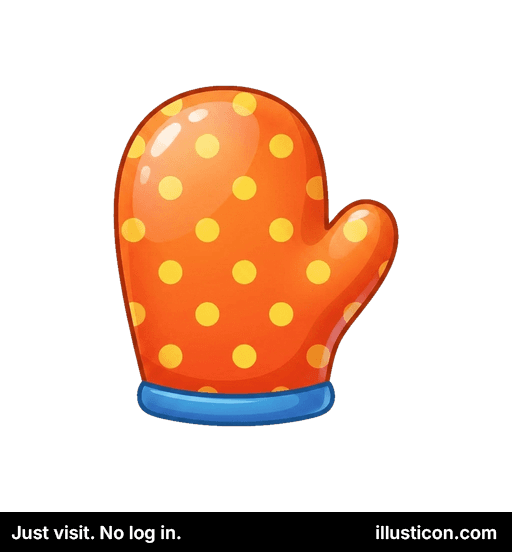 オレンジの水玉模様のオーブンミット