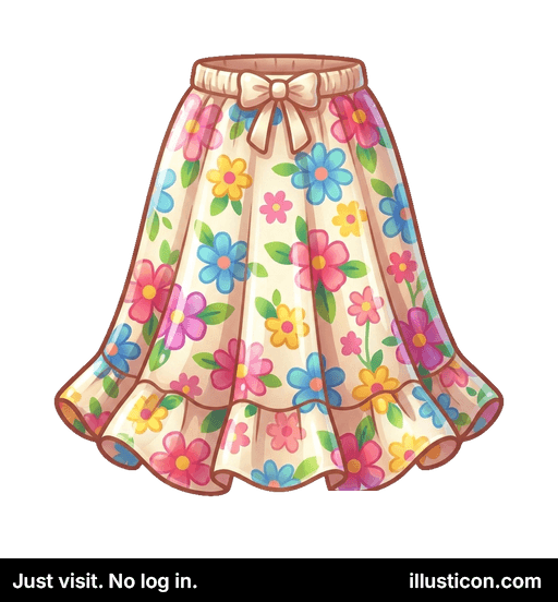 フリル付き花柄スカート