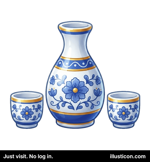 Sake Bottle and Cups Set