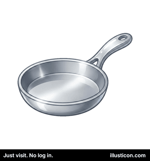 輝く金属製フライパン