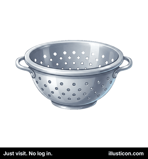 銀色の金属製キッチンコランダー