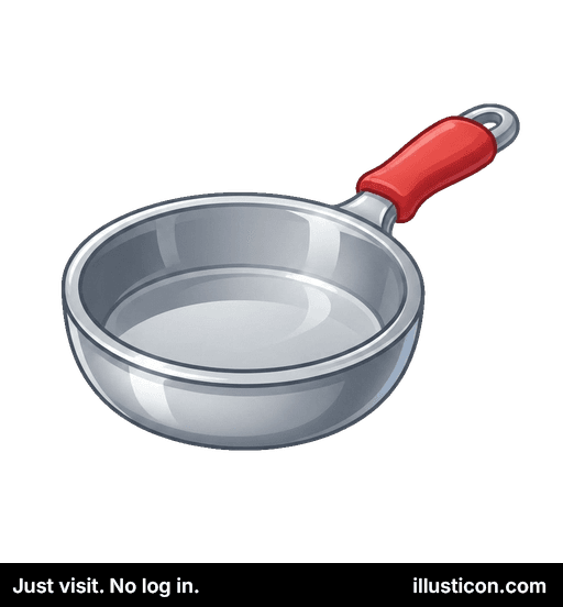 Sartén pequeña con mango rojo