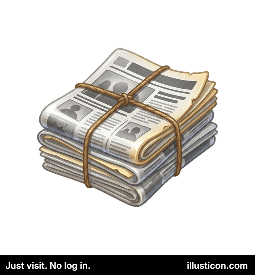 束ねられた新聞の山