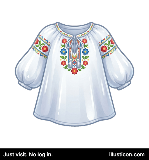 伝統的な刺繍入り白ブラウス