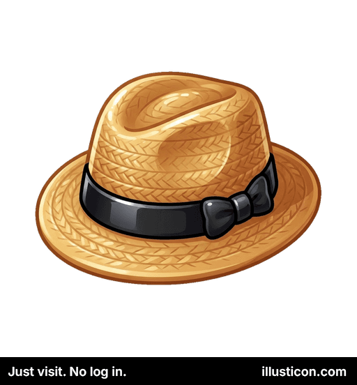 麦わらリボン付きフェドラハット